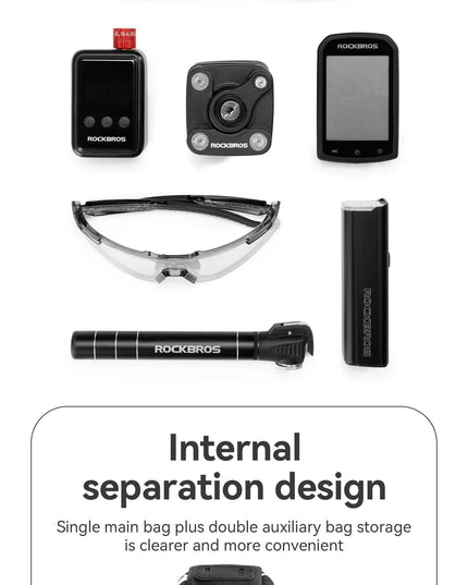 ROCKBROS Waterproof Bicycle Top Tube Bag Lightweight Bike Frame Pack Durable Cycling Storage Bag for Mountain and Road Bikes