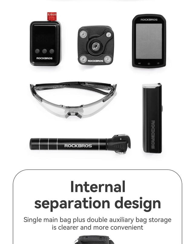 ROCKBROS Waterproof Bicycle Top Tube Bag Lightweight Bike Frame Pack Durable Cycling Storage Bag for Mountain and Road Bikes