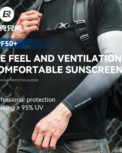 ROCKBROS Arm Sleeves Ice Silk Sports Cycling Arm Sleeves Cover Sun UV Protection Breathable Outdoor Running Fitness Equipment