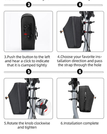 ROCKBROS Folding Bicycle Water Bottle Bags Fashion Front Frame Kettle Bags for Brompton Bike Electric Scooter Tools Package
