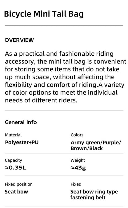 ROCKBROS Mini Bicycle Saddle Bag Lightweight Small 0.35L Bike Bag Portable Multi function Hand Bags Cycling Bag Bike Accessories