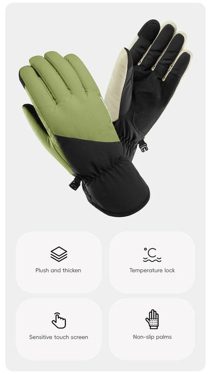 ROCKBROS Winter Ski Gloves Waterproof Snow Keep Warm Windproof Gloves Snowboard Gloves Touch Screen Fleece Motor Riding Gloves