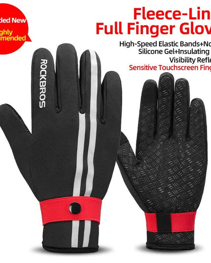 ROCKBROS Winter Gloves Touch Screen Gloves Warm Outdoor Cycling Driving Motorcycle Fleece Gloves Windproof Non Slip Full Fingers