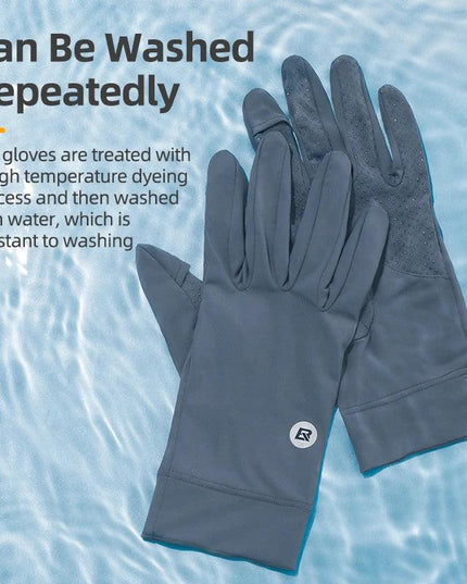 ROCKBROS Fishing Gloves Sunscreen Anti UV Gloves Outdoor Breathable Driving Gloves Non-Slip Summer UPF50+ Cycling Gloves Thin