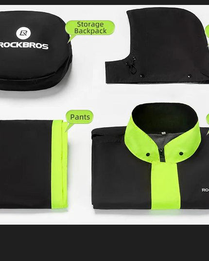 ROCKBROS Motorcycle Raincoat Suit Ultralight Rainwear Shoes Cover Waterproof Reflective Rain Coat Stripe for Riding Equipment