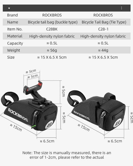 ROCKBROS Bike Bag Portable Reflective Saddle Bag Tail Seatpost Nylon Bicycle Bag MTB Road Bike Bag Panniers Bicycle Accessories