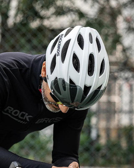 ROCKBROS Bicycle Helmet Integrally-molded Bike Helmet Motor Electric Scooter Riding Helmet Removable Lens Capacete Ciclismo