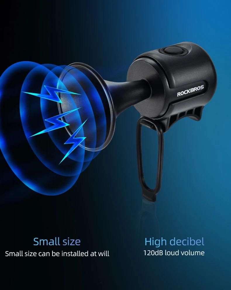 ROCKBROS Bike Bell Electronic Loud Horn ABS 120db Safety Electric Bell IPX4 Speaker Alarm Ring Bicycle Handlebar Warning Bell