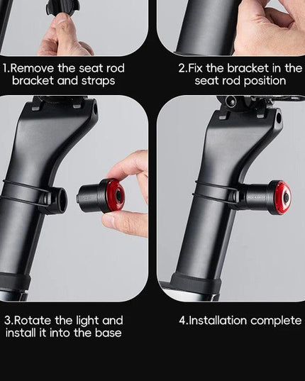 ROCKBROS Bicycle Taillight Smart Auto Brake Sensing MTB Road Bike Light New Type-C Charging Seatposts Saddle Bike Rear Light LED