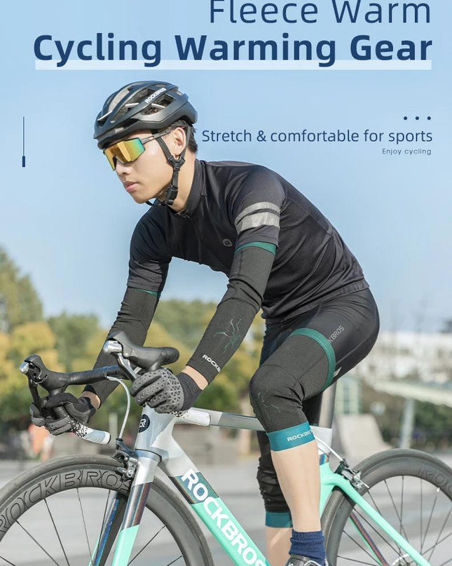 ROCKBROS Cycling Sleeve Leg Sleeve Windproof  Sports Fleece Sleeves Knee Braces Men Women Autumn Winter Warmth Cycling Equipment