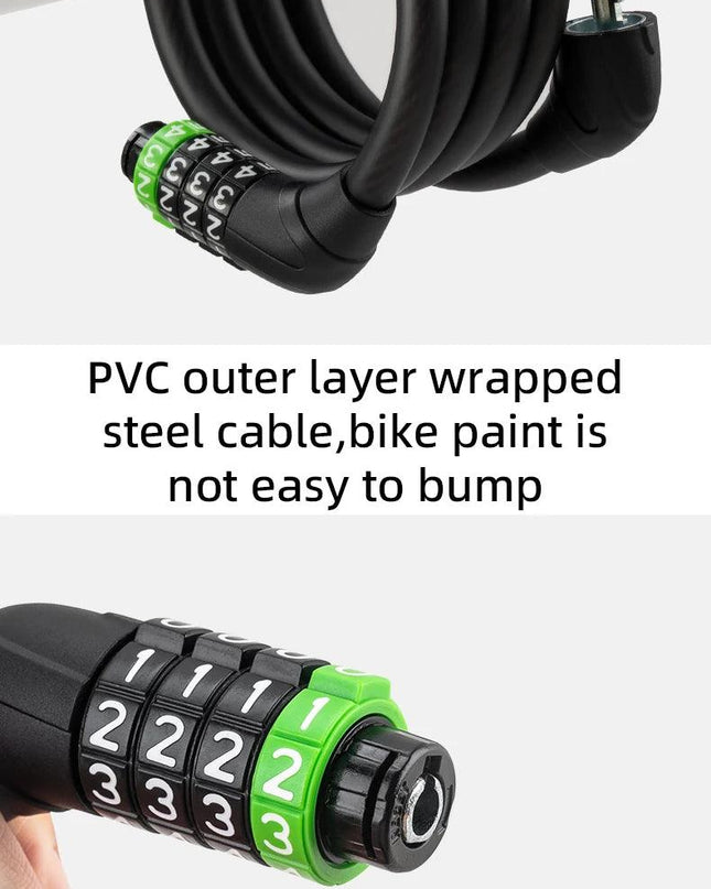 ROCKBROS Bike Cable Lock MTB Road Bicycle Anti-Theft Password Lock PVC Steel Cable Lock for Motorcycle Scooter Bike Accessories