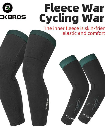 ROCKBROS Cycling Sleeve Leg Sleeve Windproof  Sports Fleece Sleeves Knee Braces Men Women Autumn Winter Warmth Cycling Equipment