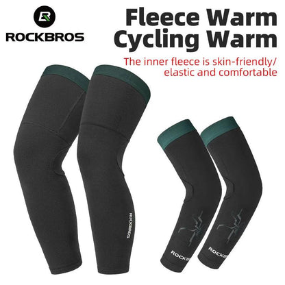 ROCKBROS Cycling Sleeve Leg Sleeve Windproof  Sports Fleece Sleeves Knee Braces Men Women Autumn Winter Warmth Cycling Equipment