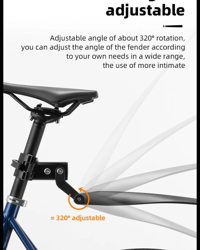 ROCKBROS Bicycle Mudguard With Taillight Quick Release Road Bike Mudguard PP Aluminum Alloy  Support Fender Adjustable Parts