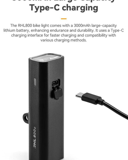ROCKBROS Bike Front Light IPX6 Type-c Rechargeable Bicycle Hanging Light Headlight LED Flashlight 400/800/1000/1500LM Aluminum