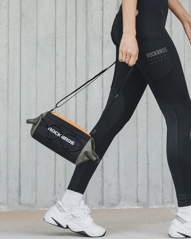 ROCKBROS Bike Bag Portable Handlebar Pannier 2.4L Big Capacity Shoulder Bag  Frame Tube Bag Elastic Band Bicycle Accessoriescase