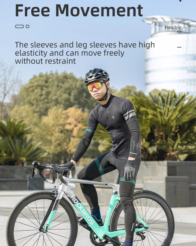 ROCKBROS Cycling Sleeve Leg Sleeve Windproof  Sports Fleece Sleeves Knee Braces Men Women Autumn Winter Warmth Cycling Equipment