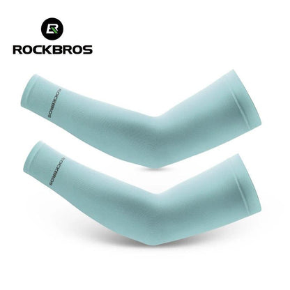 ROCKBROS Ice Fabric Running Arm Warmers UV Protect Arm Sleeves Basketball Camping Riding Outdoors Sports Wear Protective Gear