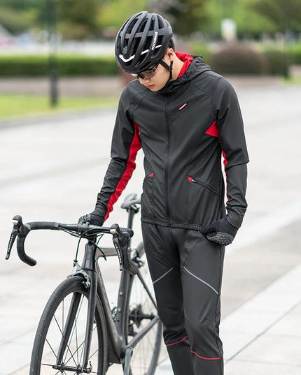 ROCKBROS Cycling Jersey Sets Winter Bicycle Clothes Windproof Thermal Fleece Bike Long Pants Outdoor Fishing Hiking Camping