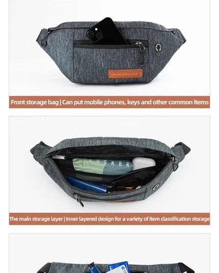 ROCKBROS Cycling Waist Bag 1.5L Multi Compartment Anti-scratch Storage Telephone Chest Bag Headphone Hole Design Bike Accessory