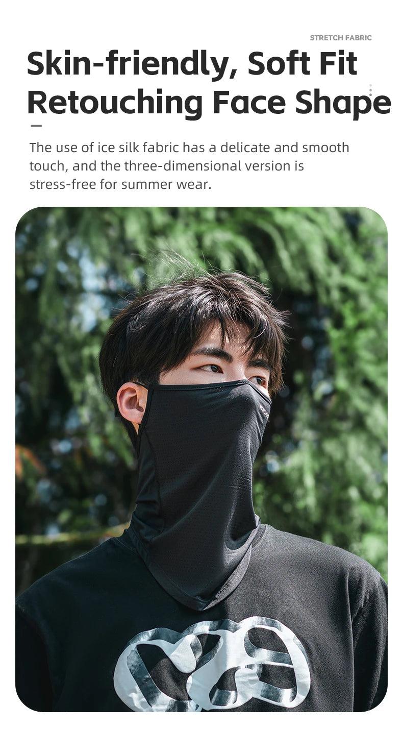 ROCKBROS Summer Ice Silk Mask Anti-UV Quick-drying Face Cover Sunscreen Bandana Breathable Neck Protection Hanging Ear Scarf