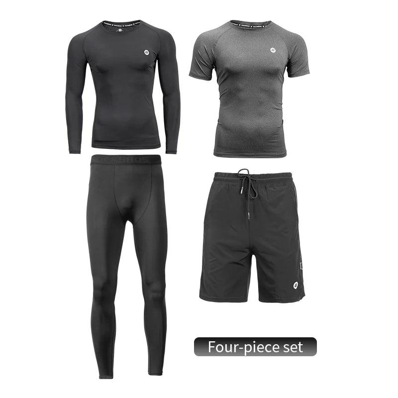 ROCKBROS Men's Tracksuit Gym Fitness Running 5 Pcs/Set Quick Dry Sweat-absorb Compression Sport Suit Clothes Jogging Sport Wear