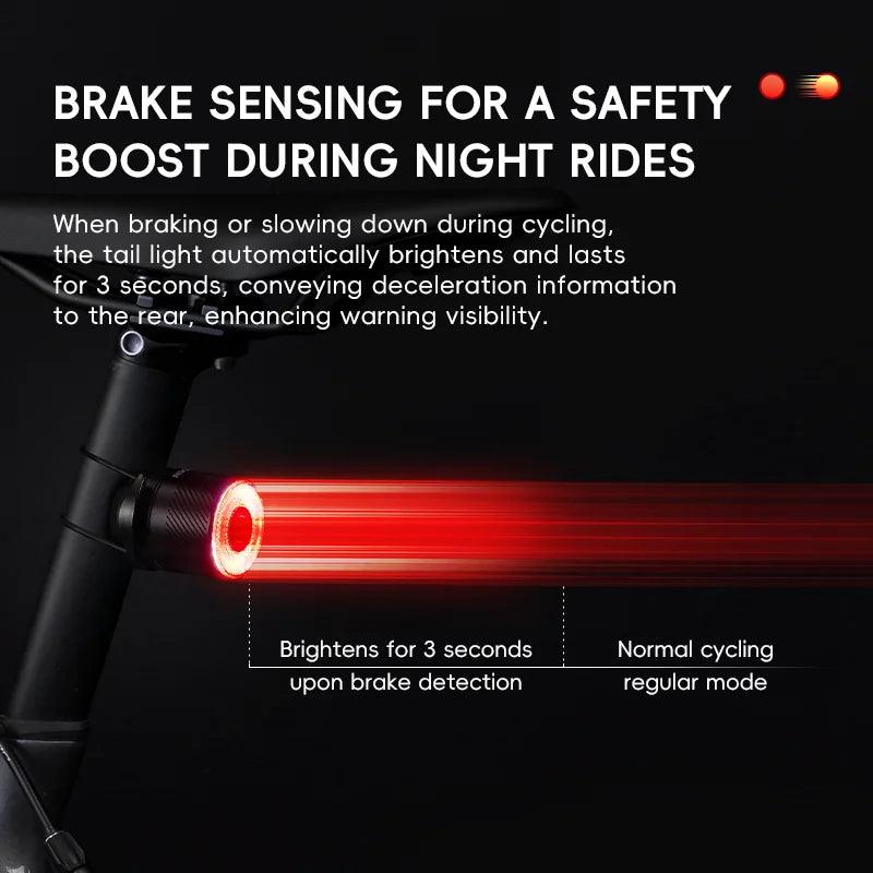 ROCKBROS BicycleTaillight Smart Brake Sensing Day/Night Sensing Waterproof Type-C Cycling Taillight Bike Accessories R Series