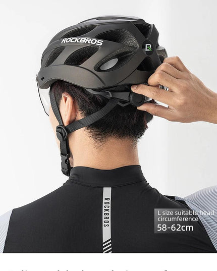ROCKBROS Bike Helmet Lightweight Breathable Helmet PC+EPS with Photochromic Lens Wind-breaking Brim Safety Cycling Helmet