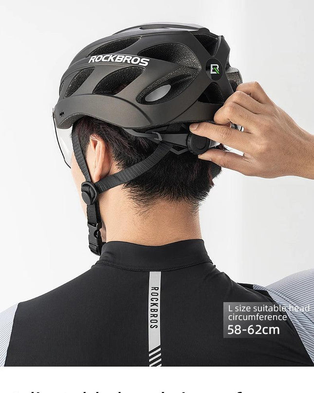 ROCKBROS Bike Helmet Lightweight Breathable Helmet PC+EPS with Photochromic Lens Wind-breaking Brim Safety Cycling Helmet