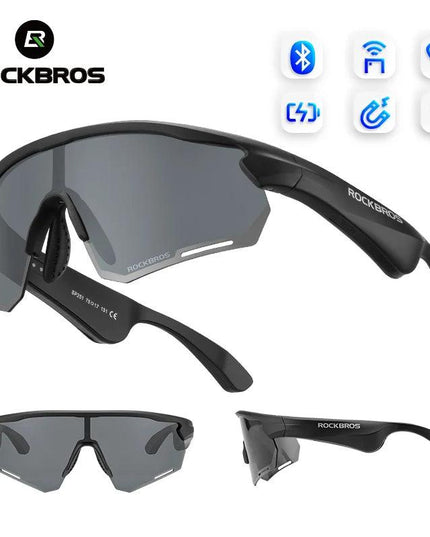 ROCKBROS Polarized Glasses Wireless Bluetooth 5.2 Sunglasses Headset Telephone Driving MP3 Riding Cycling Eyewear UV400 Goggles