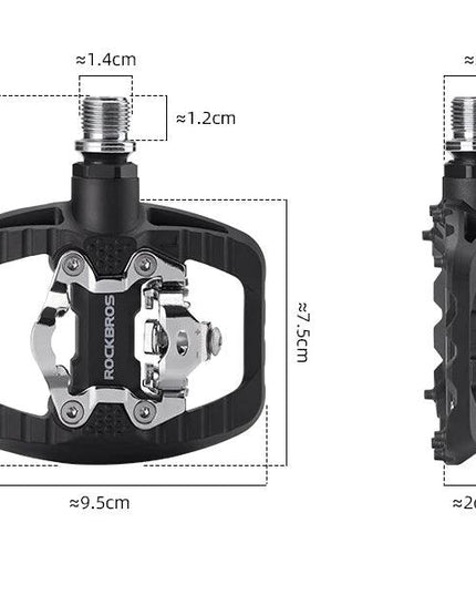 ROCKBROS MTB Bicycle Pedals 2 In 1 Flat/Lock Pedal Mountain Bike Non-Slip Labor Saving Nylon Pedals Waterproof Sealed Bearing
