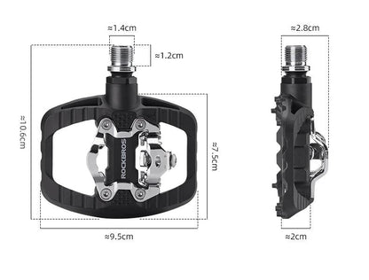 ROCKBROS MTB Bicycle Pedals 2 In 1 Flat/Lock Pedal Mountain Bike Non-Slip Labor Saving Nylon Pedals Waterproof Sealed Bearing