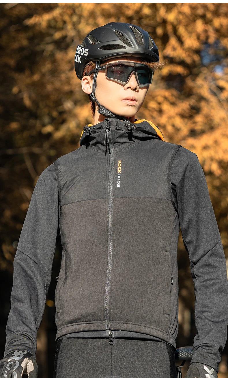 ROCKBROS Winter Warm Cycling Vest Thermal Fleece Windproof Cycling Jacket Winter Outdoor Sports Warm Vest for Men Women Running