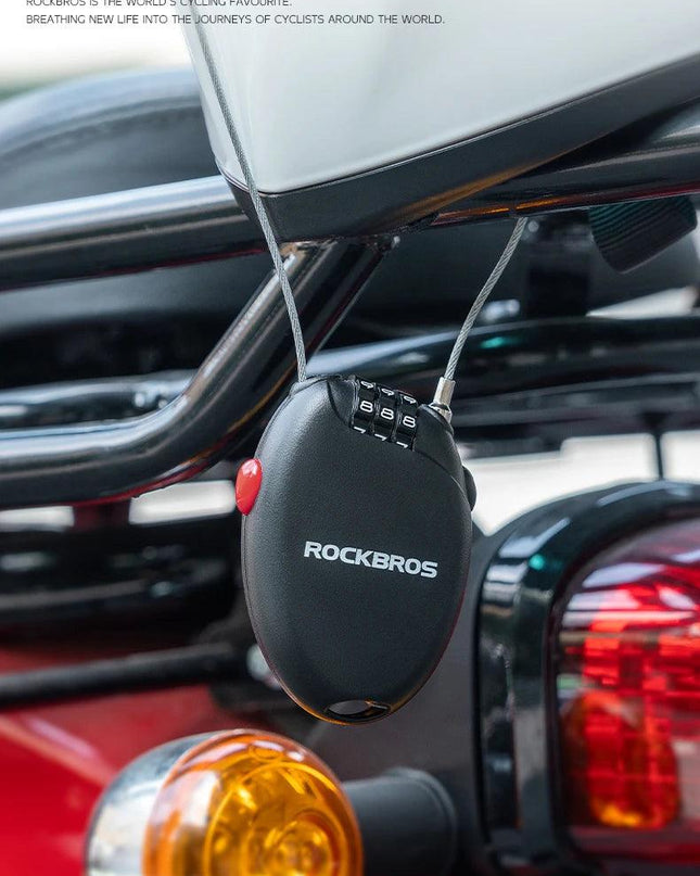 ROCKBROS Bicycle Lock Anti-theft Portable Lightweight 3-Digit Password Cable Lock Helmet Lock Chain Backpack Bike Accessories