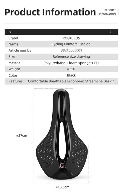 ROCKBROS Bike Saddle MTB Road Bicycle Seat Saddle Ultralight Breathable Comfortable Cushion Racing Soft Cycling Saddle