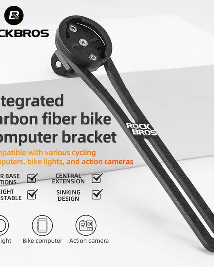 ROCKBROS Bike Computer Holder Carbon fiber For Garmin Bryton GoPro Camera Light Stand Cycling Computer Mount Extension Bracket