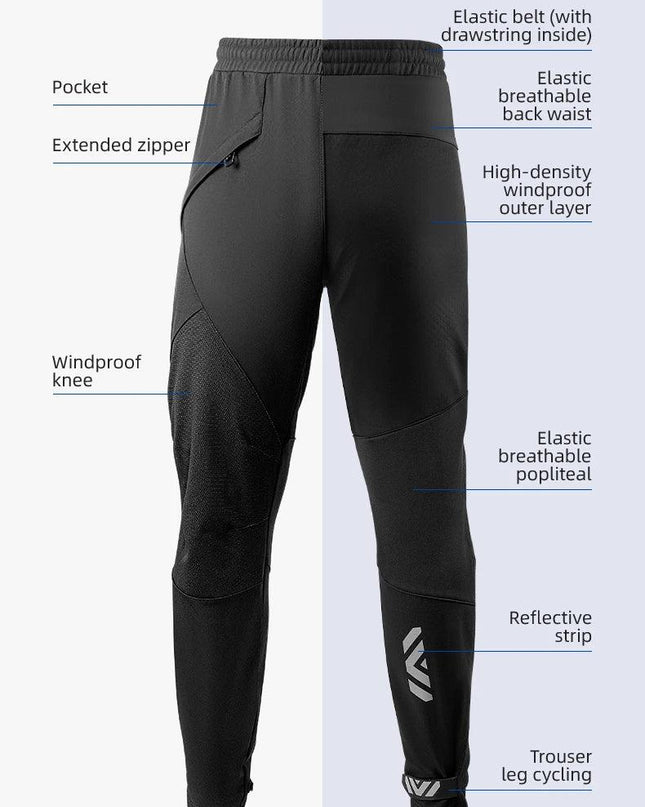 ROCKBROS Bike Pants Winter Bicycle Long Pants Thermal Fleece Reflective Cycling Pants Warm Windproof Men Sport Trousers EUR Size