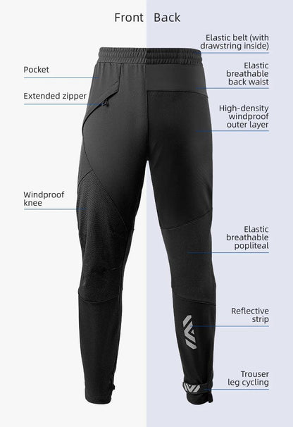 ROCKBROS Bike Pants Winter Bicycle Long Pants Thermal Fleece Reflective Cycling Pants Warm Windproof Men Sport Trousers EUR Size