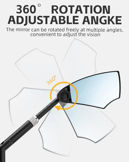 ROCKBROS Bicycle Rearview Mirror Universal Wide-Range 360° Adjustable Mirror For Mountain Road Bike Motorcycle Scooter Safety