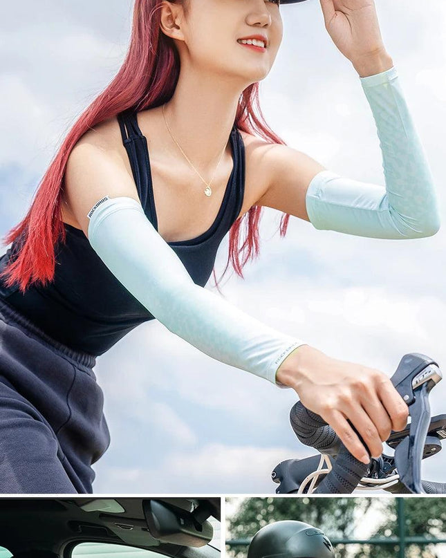ROCKBROS Ice Silk Bicycle Sleeves Anti-UV Sunscreen Running Cycling Sleeve Fishing Bicycle Outdoor Breathable Unisex Arm Cover