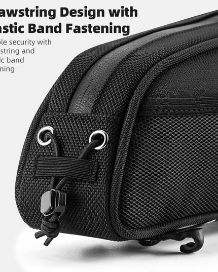 ROCKBROS Bicycle Bag 1.3L Portable Frame Front Tube Cycling Bag Waterproof MTB Road Bicycle Pannier Black With Headphone Jack