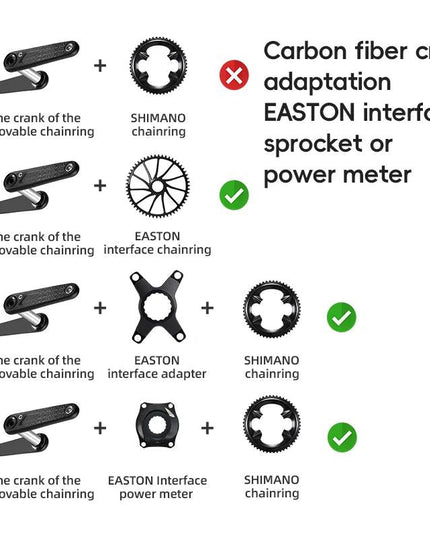ROCKBROS Ultralight Carbon Fiber Bicycle Crank Chain wheel Spindle 162.5/165/167.5/170/172.5/175MM 52-36T  Transmission Systems