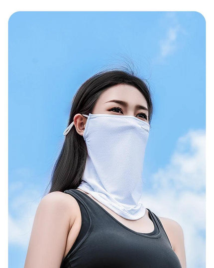 ROCKBROS Summer Ice Silk Mask Anti-UV Quick-drying Face Cover Sunscreen Bandana Breathable Neck Protection Hanging Ear Scarf
