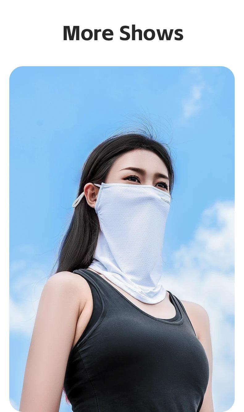 ROCKBROS Summer Ice Silk Mask Anti-UV Quick-drying Face Cover Sunscreen Bandana Breathable Neck Protection Hanging Ear Scarf