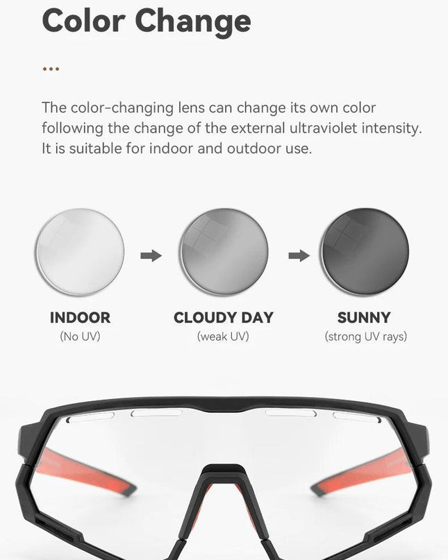 ROCKBROS Polarized Cycling Glasses Photochromic Glasses Men Sports Polarized Sunglasses Bicycle Riding Goggles Eyewear 2 Lens