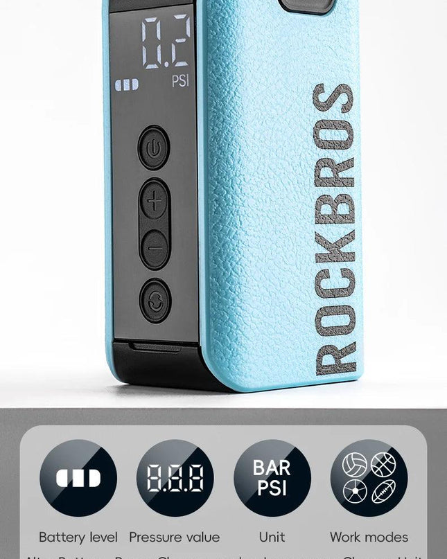 ROCKBROS Mini Electric Air Pump 20PSI Inflator for Balls Portable Type-C Rechargeable Inflator LED Digital Display Compressor