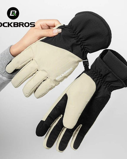 ROCKBROS Winter Ski Gloves Waterproof Snow Keep Warm Windproof Gloves Snowboard Gloves Touch Screen Fleece Motor Riding Gloves