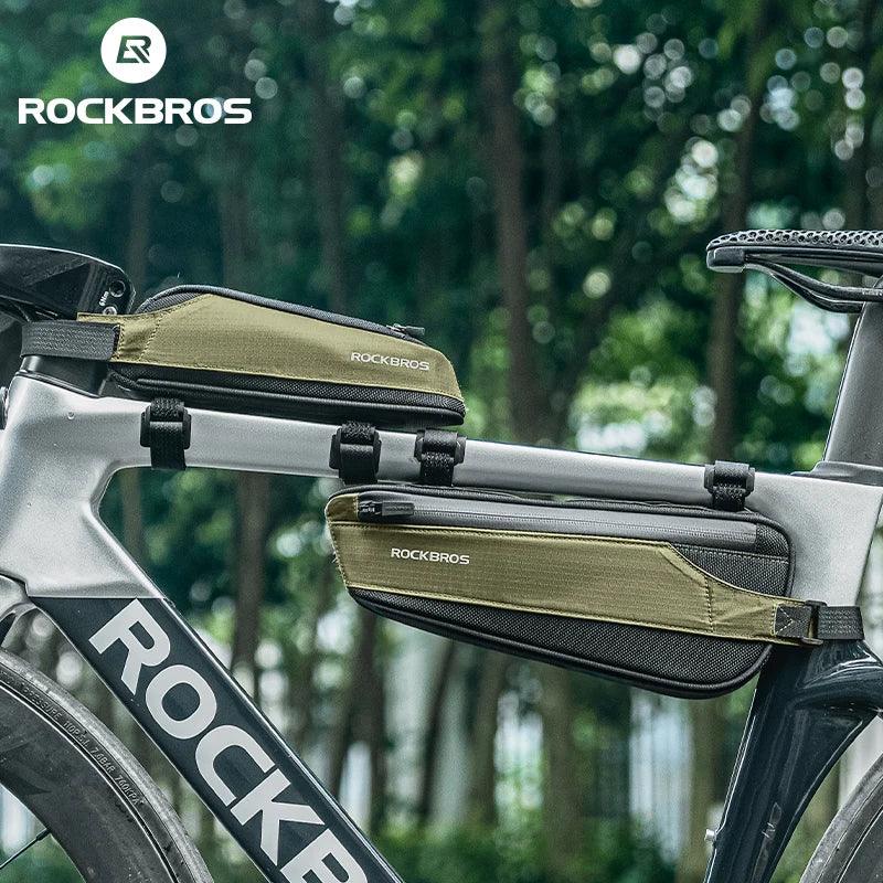 ROCKBROS Bicycle Bag Portable Cycling Top Tube Bag Nylon MTB Road Phone Tool Bag Reflective Ultralight Bicycle Pannier Pocket