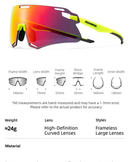 ROCKBROS Cycling Glasses Lightweight Frameless Bike Glasses High-Definition Lenses Road Bicycle Protection Goggles Sport Eyewear