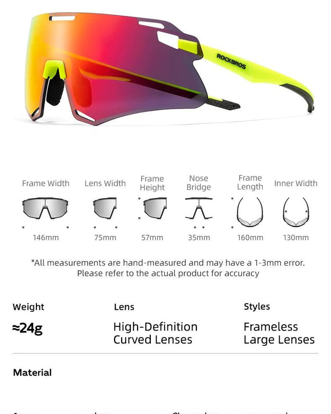 ROCKBROS Cycling Glasses Lightweight Frameless Bike Glasses High-Definition Lenses Road Bicycle Protection Goggles Sport Eyewear